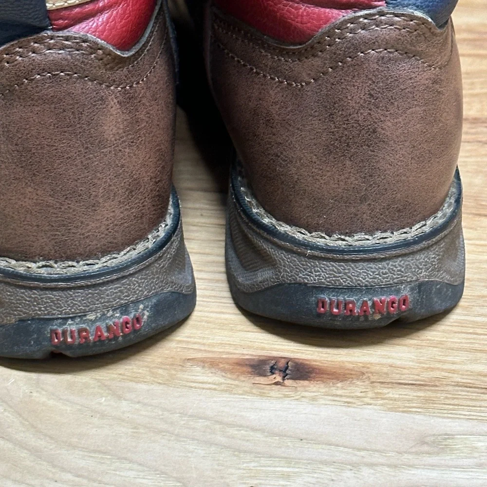 Durango Kids Brown Boots with Flag Design - Picture 4 of 10